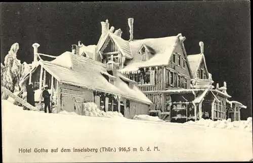 Ak Brotterode in Thüringen, Hotel Gotha auf dem Inselsberg, Im Winter, Schnee