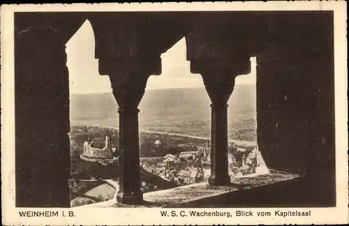 Ak Weinheim an der Bergstraße Baden, WSC Wachenburg, Blick vom Kapitelsaal