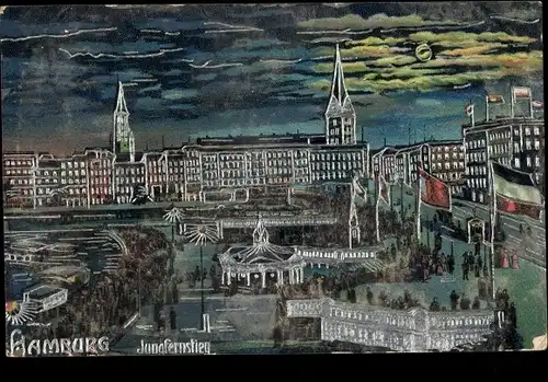 Präge Ak Hamburg Mitte Neustadt, Jungfernstieg, Panorama