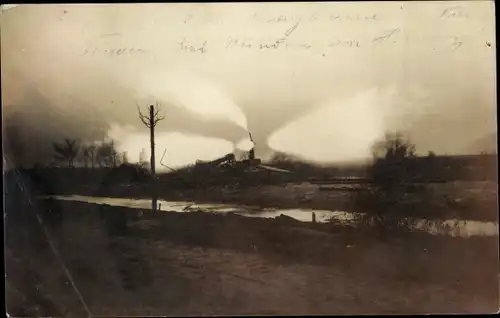 Foto Ak Hamburg Bergedorf Neuengamme, Erdgasbrand 1910