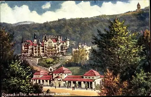 Künstler Ak Eisenach Thüringen, Kurhaus mit Trink und Wandelhalle