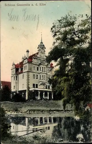 Ak Gauernitz Klipphausen in Sachsen, Schloss, Teich