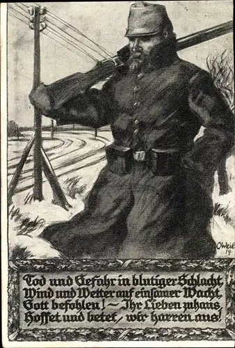 Künstler Ak Weil, O., Hamburg, Hamburger Opfertag 1.11.1915, Soldat m. Gewehr, Weihnachtsgabe