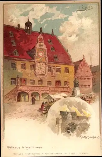 Künstler Litho Reiss, Fritz, Heilbronn am Neckar, Rathaus, Kätchenhaus