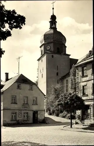 Ak Gefell im Vogtland, Partie am Markt, Kirchturm, Gasthaus Joh. Beyer