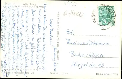 Ak Altenburg in Thüringen, Blick zu den Roten Spitzen, Straßenpartie