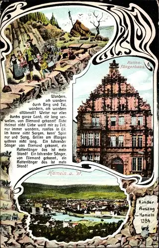 Ak Hameln an der Weser Niedersachsen, Gesamtansicht, Rattenfängerhaus