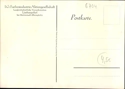 Ak Limburgerhof Rheinland Pfalz, IG Farbenindustrie AG, Eingang zur landwirtsch. Versuchsstation