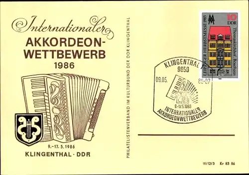 Ak Klingenthal im Vogtland Sachsen, Int. Akkordeon Wettbewerb 1986, DDR