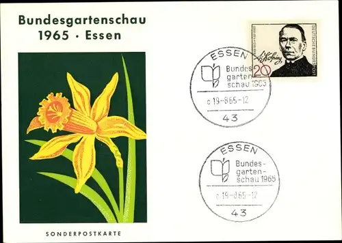 Ak Essen im Ruhrgebiet, Bundesgartenschau 1965, Narzisse, Sonderstempel