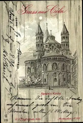 Litho Köln am Rhein, Apostelnkirche, Außenansicht