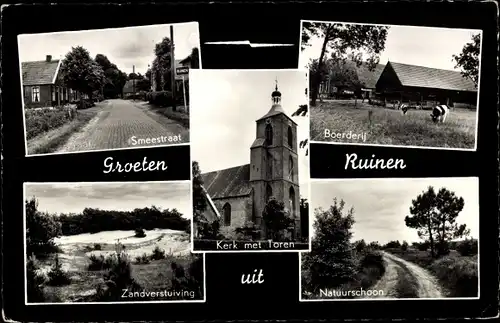 Ak Ruinen Drenthe Niederlande, Smeestraat, Boerderij, Zandverstuiving, Natuurschoon