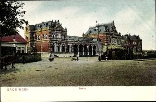 Ak Groningen Niederlande, Station