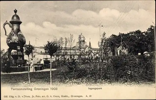 Ak Groningen Niederlande, Tentoonstelling 1903, Ingangspark