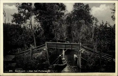 Ak Giethoorn Overijssel Niederlande, Aan het Punteren