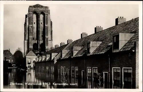 Ak Zierikzee Zeeland, Watersnood 1953, Karnemelks vaart