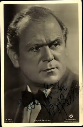 Ak Schauspieler Josef Sieber, Portrait, Ufa Film, Ross Verlag A 2987 1