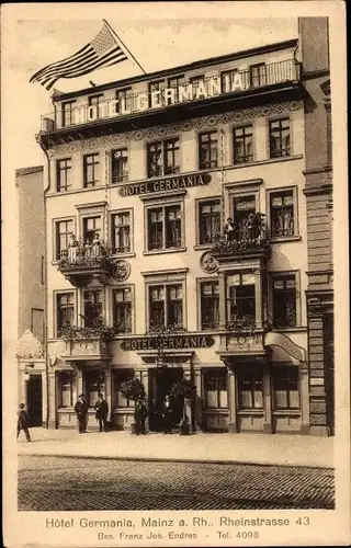 Ak Mainz am Rhein, Hotel Germania, Rheinstraße 43, Bes. Franz Jos. Endres