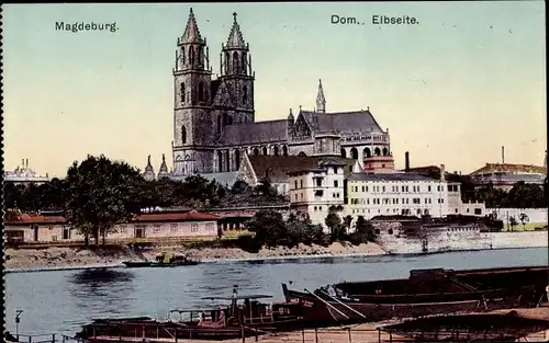 Ak Magdeburg in Sachsen Anhalt, Dom, Elbseite