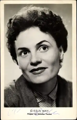 Ak Schauspielerin Gisela May, Portrait, Autogramm