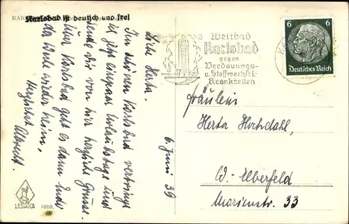 Ak Karlsbad Tschechien, Richmond Park Hotel, Einfahrt