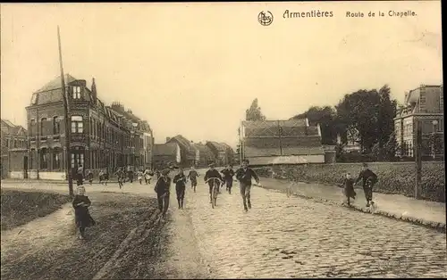 Ak Armentières Nord, Route de la Chapelle, Kinder