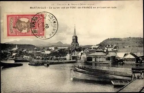 Ak Fort de France Martinique, vue générale de la ville prise du rade