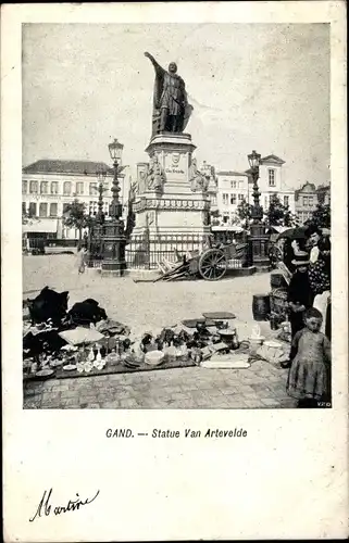 Ak Gand Gent Ostflandern, Statue Van Artevelde