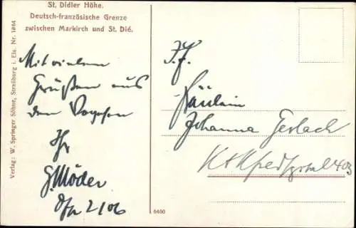 Ak Saint Dié des Vosges, Deutsch-französische Grenze, Sankt-Didier-Höhe