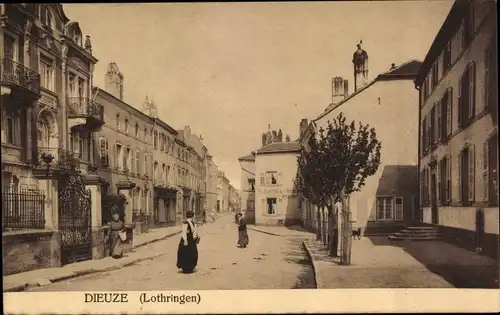 Ak Dieuze Duss Duß Lothringen Moselle, Straßenpartie