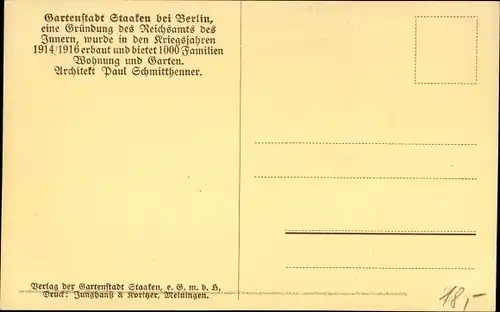 Ak Berlin Spandau Staaken, zwischen den Giebeln