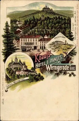 Litho Wernigerode am Harz, Knauf's Hotel, Schloss