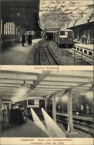 Ak Hamburg, Bahnhof Berliner Tor, Hoch- und Untergrundbahn, Haltestelle