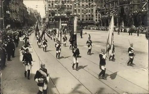 Foto Ak München, 13. Deutsches Turnfest, Studenten, Straßenumzug