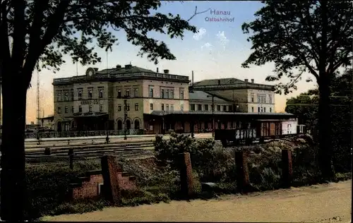 Ak Hanau im Main Kinzig Kreis Hessen, Blick auf den Ostbahnhof, Gleisseite
