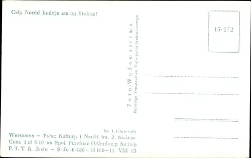 Ak Warszawa Warschau Polen, Palac Kultury i Nauki