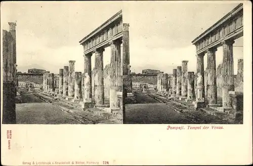 Stereo Ak Pompeji Pompei Campania, Tempel der Venus