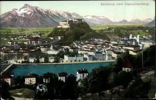 Ak Salzburg in Österreich, Ort vom Kapuzinerberg aus gesehen