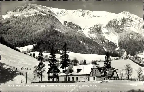 Ak Altenberg an der Mürz Steiermark, Gasthof Alpenland gegen Heualpe