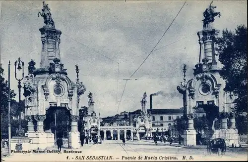 Ak Donostia San Sebastian Baskenland, Puente de Maria Cristina