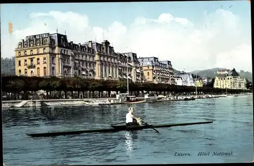 Ak Luzern Stadt Schweiz, Hotel National, Ruderpartie