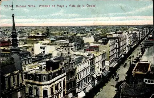 Ak Buenos Aires Argentinien, Avenida de Mayo y Vista de la Ciudad
