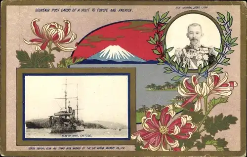 Passepartout Ak Japanisches Kriegsschiff, Chitose, Kaiserlich Japanische Marine, Admiral, Portrait