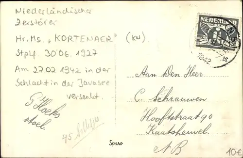 Foto Ak Niederländisches Kriegsschiff, Kortenaer und Evertsen, Zerstörer