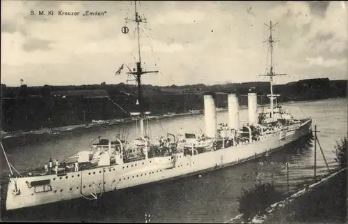 Ak Deutsches Kriegsschiff, SMS Emden, Kleiner Kreuzer, Kaiserliche Marine
