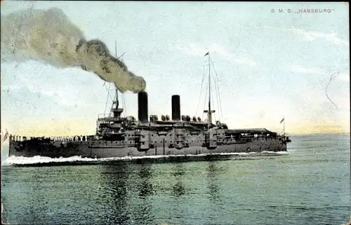 Ak Österreichisches Kriegsschiff, SMS Habsburg,Schlachtschiff, KuK Kriegsmarine