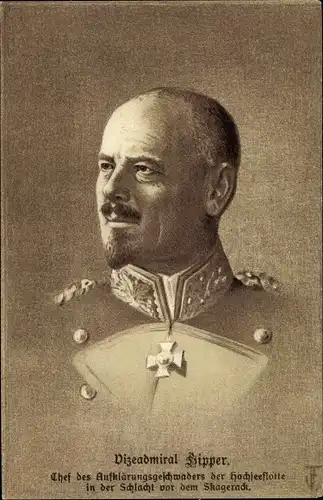 Ak Vizeadmiral Hipper, Chef des deutschen Auklärungsgeschwaders, Kaiserliche Marine, Orden