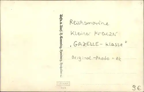 Foto Ak Deutsches Kriegsschiff, Kleiner Kreuzer, Gazelle Klasse, Reichsmarine