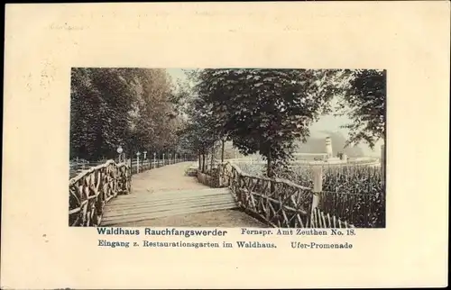 Ak Berlin Köpenick Schmöckwitz Rauchfangswerder, Restauration Waldhaus, Uferpromenade