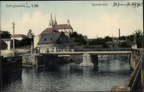 Ak Schirgiswalde Kirschau in Sachsen, Blick auf die Spreebrücke